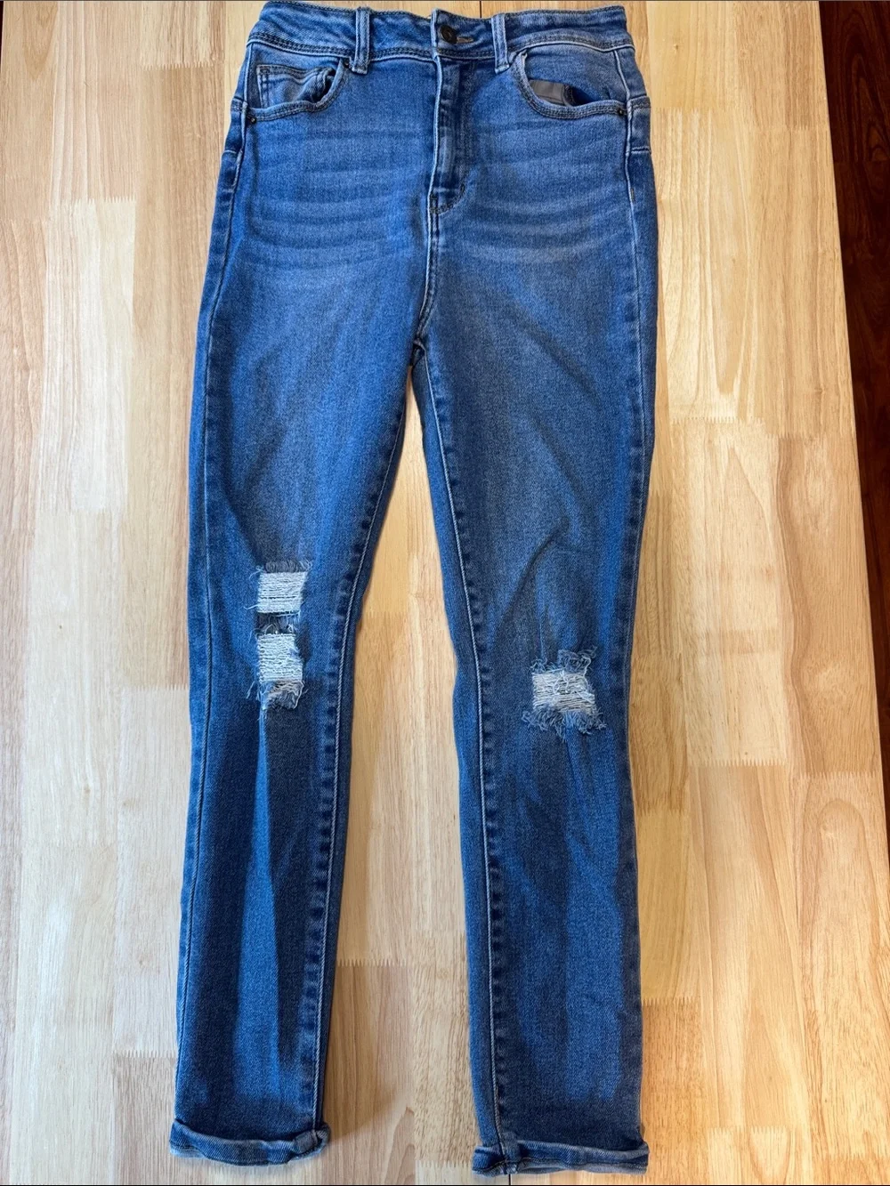 Wax Jean Women’s Dark Blue Distressed Skinny Jeans